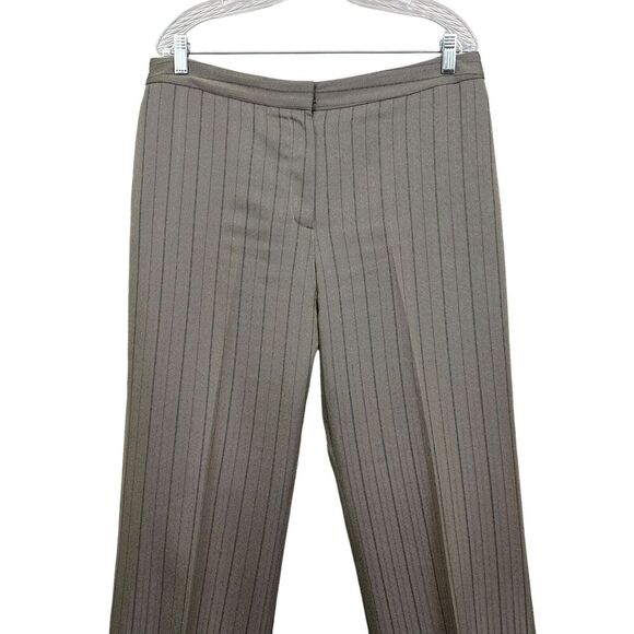 Evan Picone Womens Dress Pants Stripe Flat Front Slash Pockets Lined Taupe Sz 14 - Picture 2 of 6